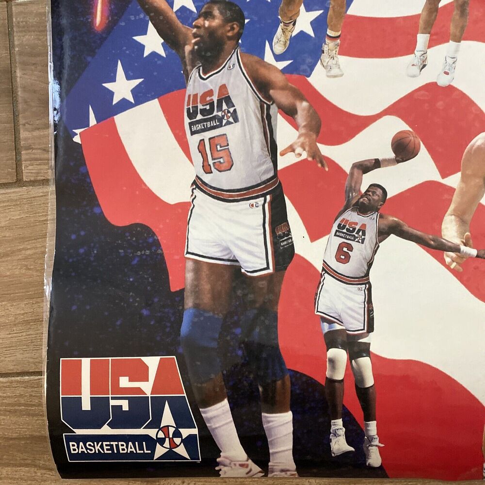 1992 STARLINE MICHAEL JORDAN & AMERICA’S DREAM TEAM OLYMPIC BASKETBALL POSTER - Picture 4 of 12